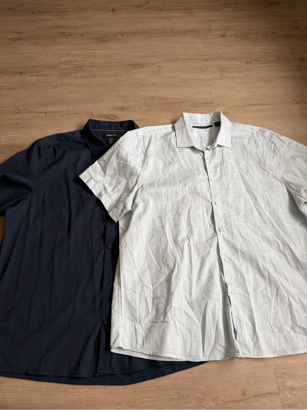 Mens Short Sleeve Button Up Blue Shirt Bundle Sz XXL Kenneth Cole Perry Ellis